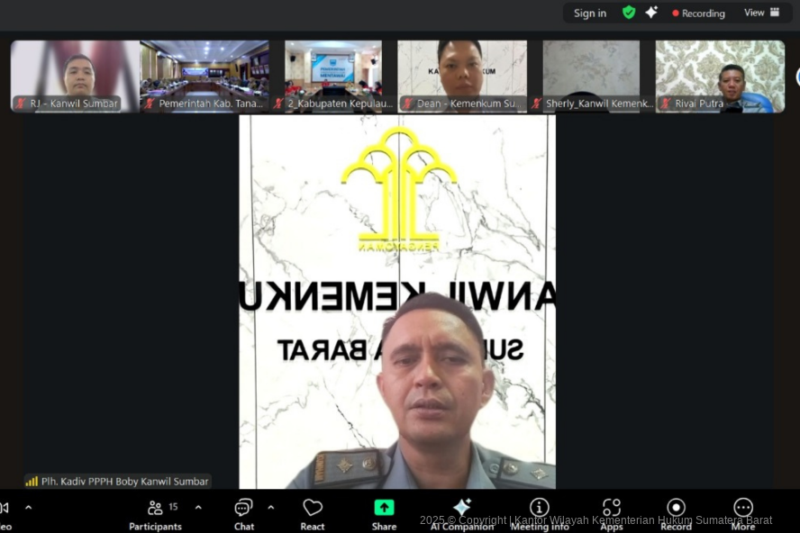 Wujudkan Peraturan Yang Berkualitas Kanwil Kemenkum Sumbar Gelar Rapat Pengharmonisasian Lima Rancangan Produk Hukum Daerah
